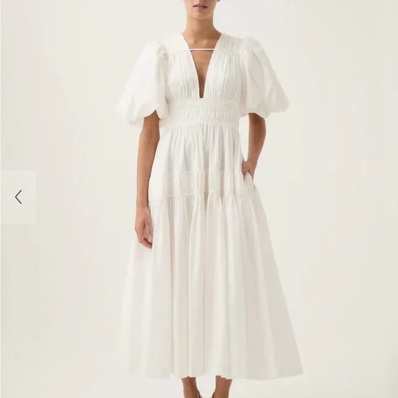 Aje | Dresses | Aje Fallingwater Ruched Midi | Poshmark